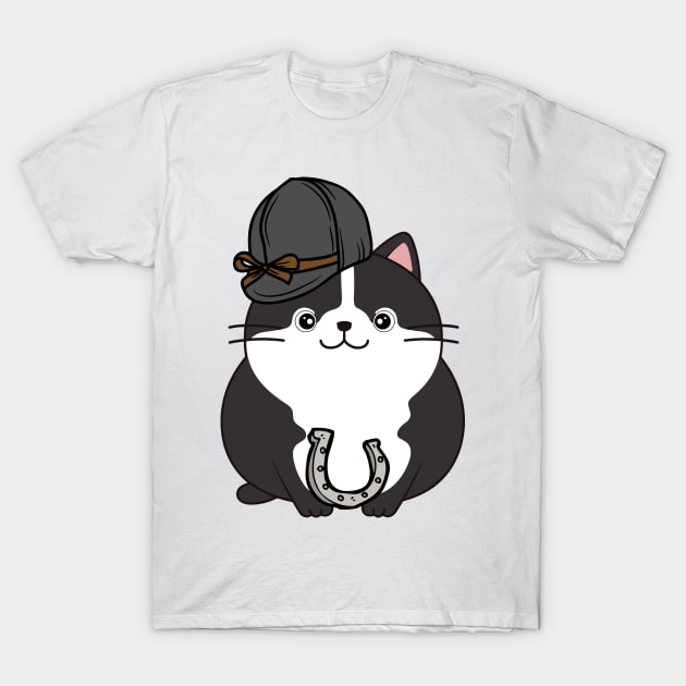 Funny fat cat is ready to ride a horse T-Shirt by Pet Station